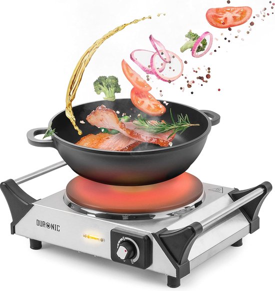 Draagbare Elektrische Kookplaat | 1500W | Enkele Pit Gietijzer | Voor Koken, Bakken en Braden | Compact en Veilig van Merkloos