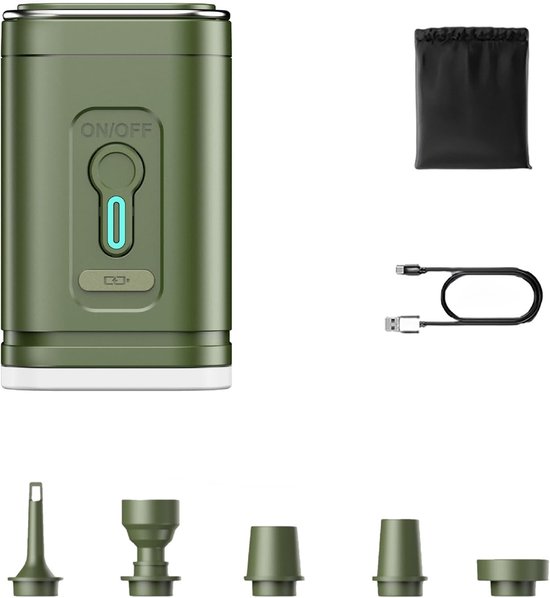 Draagbare elektrische luchtpomp - Draadloze luchtcompressor - Opblaasbare kussen - Luchtbedden - Boot - Camping - Zwemring - Met verlichting - Oplaadbaar - Luchtkussen voor zwembad drijvers - groente van Merkloos