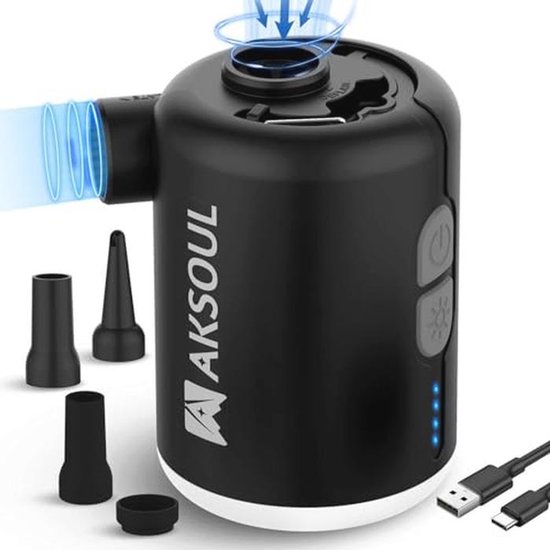 Draagbare elektrische opblaaspomp voor luchtbedden - USB oplader mini vacuüm pomp voor camping en zwembad van Merkloos