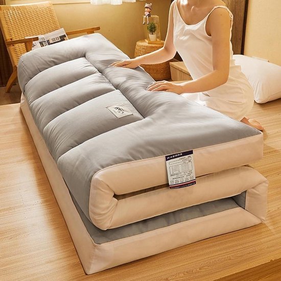 Draagbare Futonmatras - Opvouwbaar Slaapmatras - Gastvrij Ontvangen - Ademend Kampeercomfort - Full Size - Grijs