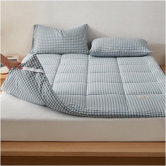 Draagbare Futonmatras - Vloer Slaapbank - Compact Slapen - Wasbare Hoes - 100 x 200 cm - Geruit