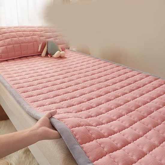 Draagbare Futonmatras - Vloerbed - Gasten Comfort - Oprolbaar Ruimtebesparend - 80x200cm - Roze