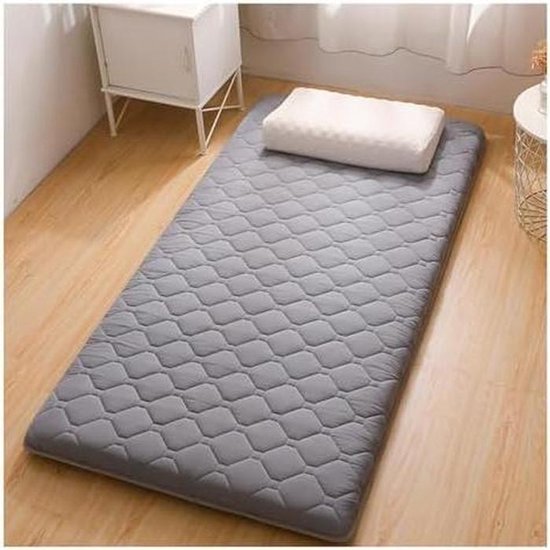Draagbare Futonmatras - Vloermat - Logeren en loungen - Opvouwbaar en compact - 90 x 200 cm - Grijs