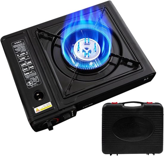 Draagbare Gasbrander - Camping Kooktoestel - Buiten Koken - Automatische Ontsteking - 340 x 280 x 89 mm - Zwart