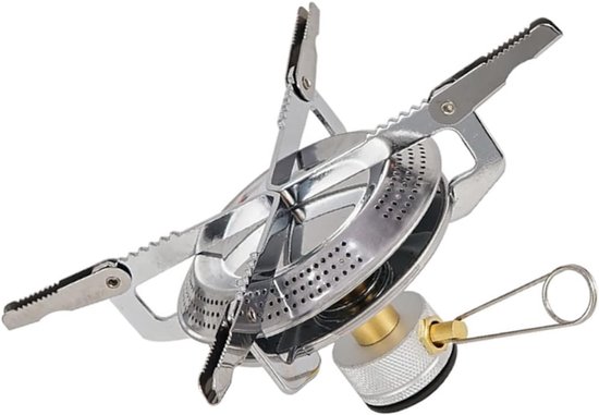 Draagbare Gasbrander - Kampeer Kooktoestel - Buiten Koken - Opvouwbaar Ontwerp - 18x18x8cm - Zilver