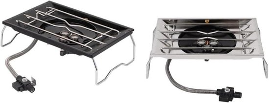 Draagbare Gasbrander - Opvouwbaar Fornuis - Outdoor Koken - Winddicht Schild - 42x12x31cm - Zwart