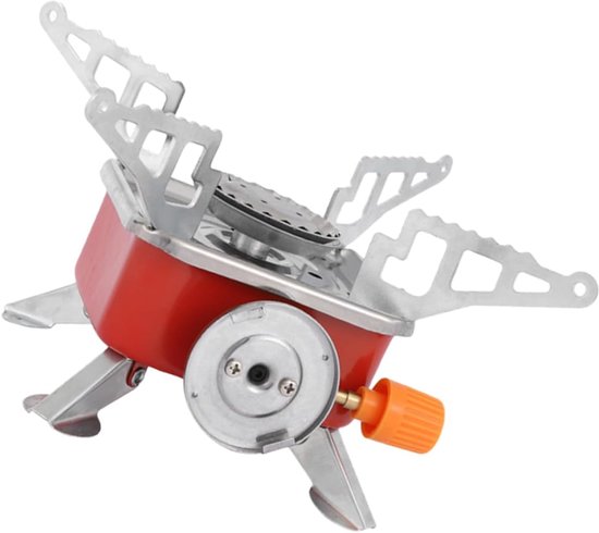 Draagbare Gasbrander - Opvouwbare Kookplaat - Outdoor Koken - Lichtgewicht & Compact - 15.5x15.5x10cm - Rood
