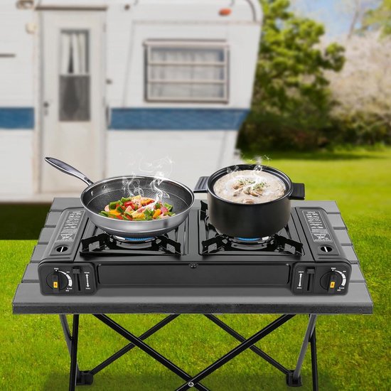 Draagbare Gasfornuis met 2 Pitten voor Camping en Buiten Koken