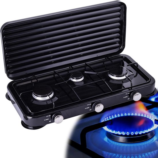 Draagbare Gasfornuis met 3 Pitten voor Camping en Buitenactiviteiten - 5.5 kW Vermogen van Merkloos