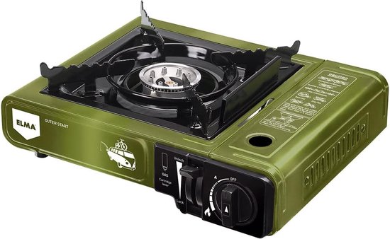 Draagbare gasfornuis Outer Start met draagbare koffer - kleur groen 23 kW vlamregelaar van Outer Start