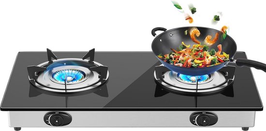 Draagbare Gaskookplaat met 2 Branders voor Keuken en Buiten van Merkloos