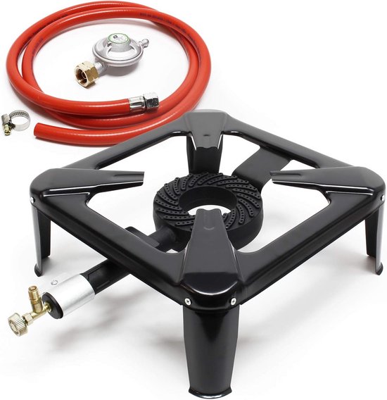 Draagbare Gasstel Set met Slang en Drukregelaar 28mbar voor Buiten Koken en Camping van Merkloos