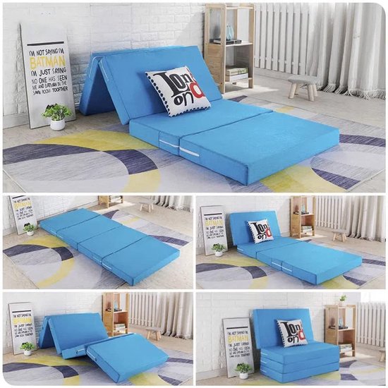 Draagbare Gast Matras - Opvouwbaar Bed - Comfortabel Slapen - Hoge Dichtheid Schuim - Waterdichte Cover - Grijs