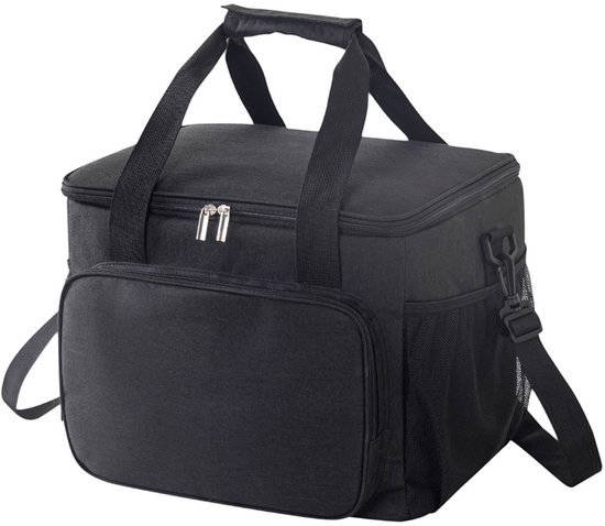 Draagbare geïsoleerde koeltas – unisex geïsoleerde opvouwbare lunchtas – waterdichte geïsoleerde schoudertas, geschikt voor eten, bier, werk, strand en reizen – zwart, 25 liter