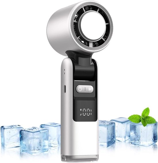 Draagbare Handventilator - Zakventilator Opvouwbaar - Buiten Koelen - LCD Scherm - 340 g - Wit