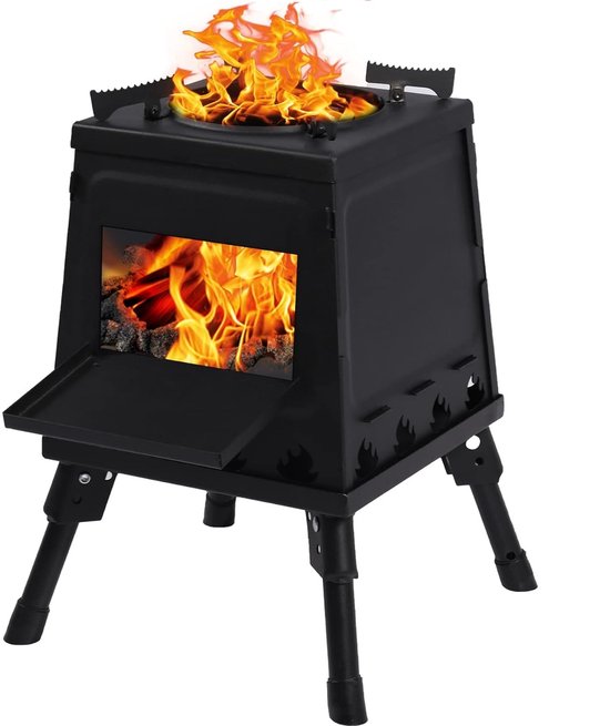 Draagbare Houtkachel Voor Kamperen (XXL)- Camping Oven voor 3-5 personen-verstelbare Kampeer Kachel - Camping Kooktoestel - Camping Accessoires-Roestvrij staal van Merkloos
