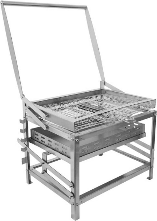 Draagbare houtskoolbarbecue, voor buiten, met kolenschaal, 4 standen en verstelbare hoogte, ideaal voor picknicks, kamperen en barbecueën