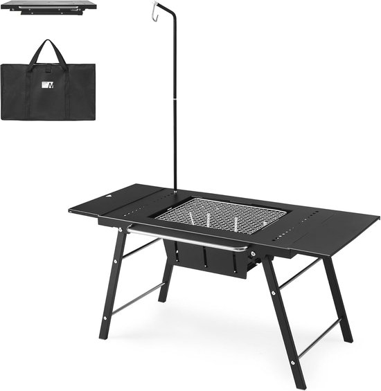 Draagbare IGT-tafel met Houtskoolgrill - Inklapbare Campingtafel voor Outdoor Grillen en Kamperen
