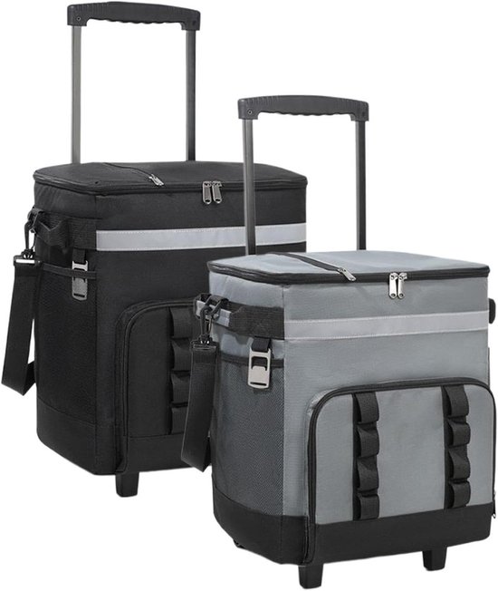 Draagbare ijsbox - Koeltas op wielen - Outdoor reizen - Grote capaciteit - 35 liter - Zwart