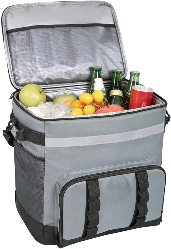 Draagbare ijsbox - Koeltas op wielen - Outdoor reizen - Lekvrij ontwerp - 35 liter - Donkergrijs