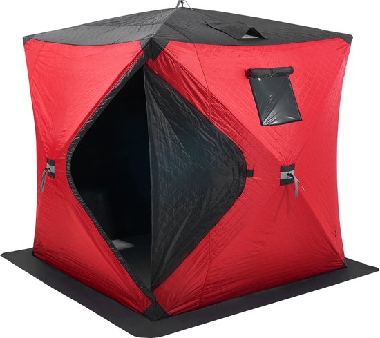 Draagbare Ijsschuilplaats voor 3-4 Personen, 180 x 180 cm, 3,2 m², Geïsoleerd, rood