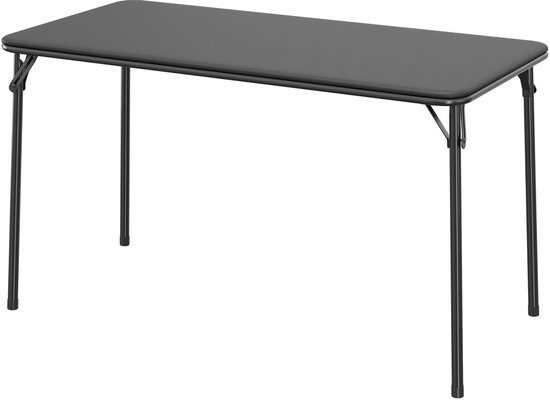 Draagbare inklaptafel met PU-lederen bekleed blad – lichtgewicht en duurzaam metalen frame, anti-slip voetjes – geschikt voor binnen en buiten, kamperen en spelavonden, afmeting 120 cm