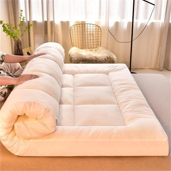Draagbare Japanse futonmatras, 90 x 200 cm, dik en ademend, oprolbaar vloerbed, opvouwbare slaapbank voor ultiem comfort, lichtgewicht en ruimtebesparend ontwerp