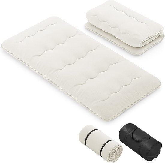 Draagbare Japanse Futonmatras 90x200 cm - Opvouwbare Vloermatras met Wasbare Hoes en Draagtas van De Valeur