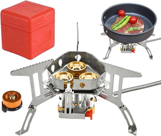 Draagbare Kampeerbrander - Kampeer kooktoestel - Buiten koken - Opvouwbaar winddicht - 12.1L x 9.7B x 22.4H cm - Zilver