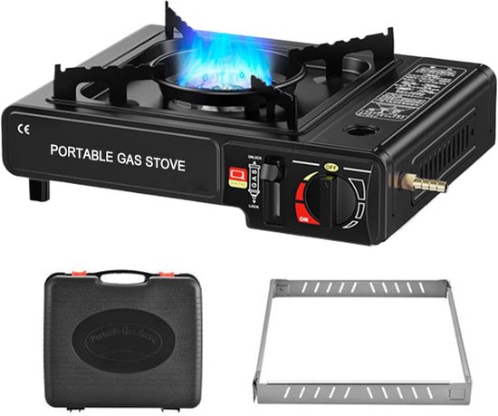 Draagbare Keuken - Buiten Kooktoestel - Kamperen Wandelen - 2-in-1 Grill Brander - 36 x 28 x 9.2 cm - Zwart