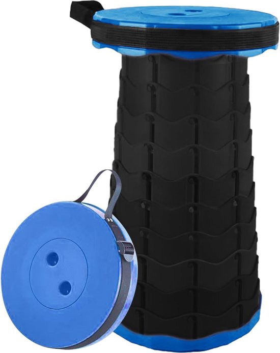 Draagbare klapkruk, kruk, in hoogte verstelbaar, inklapbaar, uittrekbare kruk, rond, voor outdoor, camping, BBQ, binnen, keuken van Urijk