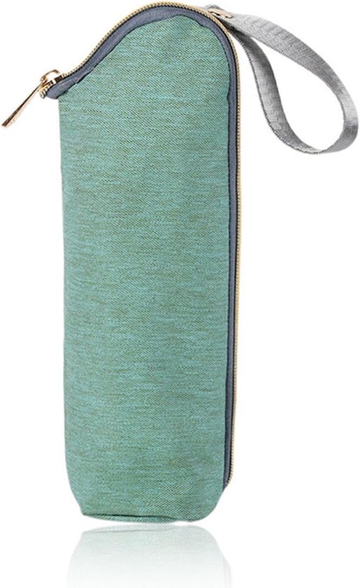 Draagbare koel tas voor thermische flessen, ideaal voor waterflessen en dranken onderweg, kleur: zwart/bruin, compact en praktisch