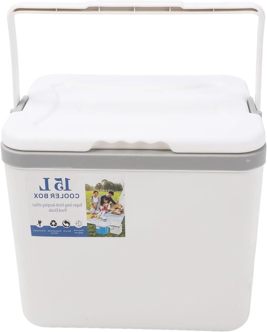 Draagbare Koelbox - Geïsoleerde Cooler Camping Koeler - Buitenactiviteiten - Lekvrij Ontwerp - 15 Liter - Wit