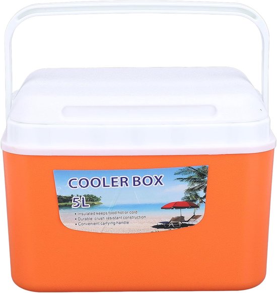 Draagbare Koelbox - Isolatiebox Lunchbox - Buitenactiviteiten Picknick - Efficiënte Temperatuur Behoud - 5 Liter Capaciteit - Oranje