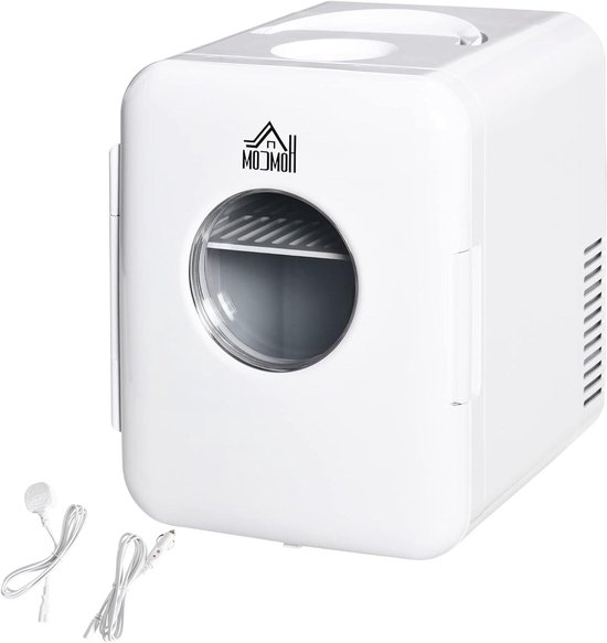 Draagbare Koelkast - Minikoelkast Reiskoelkast - Dranken Koelen - Koel- en Warmtefunctie - 4L 258 cm - Wit