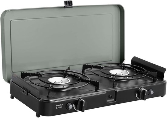 Draagbare Kookplaat - Compacte Gasbrander - Kamperen Buiten - Automatische Ontsteking - 33 x 35 x 18 cm - Groen van Merkloos