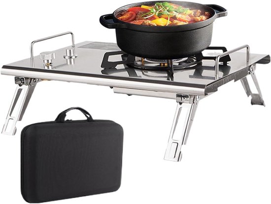 Draagbare Kookset - Camping Kooktoestel - Buiten Koken - Roestvrijstalen Constructie - 415 x 29 x 105 cm - Zilver