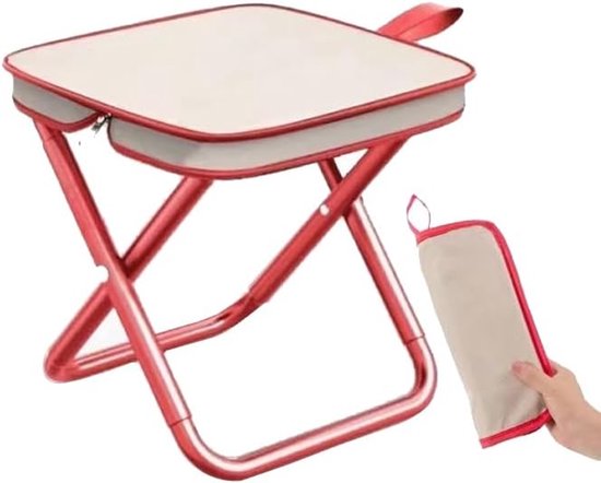 Draagbare kruk - Opvouwbare Campingkruk - lichtgewicht visserskruk - Reizen & Binnengebruik - Draagbare Opvouwbare Kruk - vouwkruk voor kamperen - Vouwkruk - Vouwkruk Camping - rood