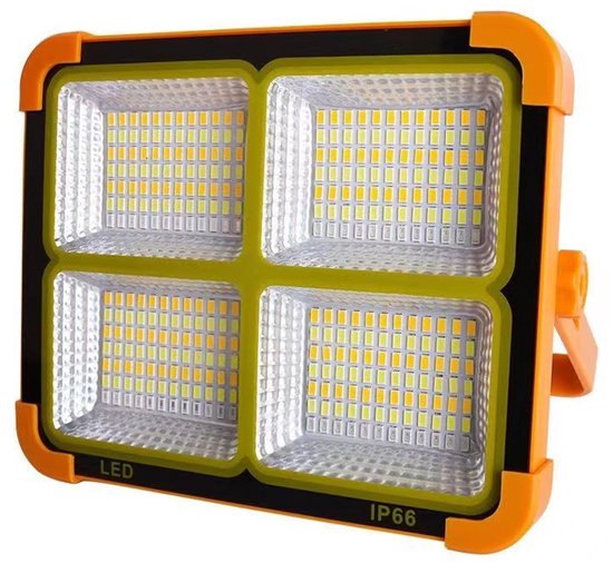Draagbare LED-kampeerlamp op zonne-energie met standaard, 100W 2400mAh oplaadbare batterij met 4 standen, draadloze LED-schijnwerper voor werk, noodstroomvoorziening en autoreparatie