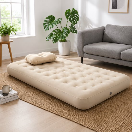 Draagbare luchtmatras met ingebouwde pomp, automatisch opblaasbaar campingbed met kussen & opbergtas, 300KG draagvermogen, opvouwbaar luchtbed voor tent en reizen