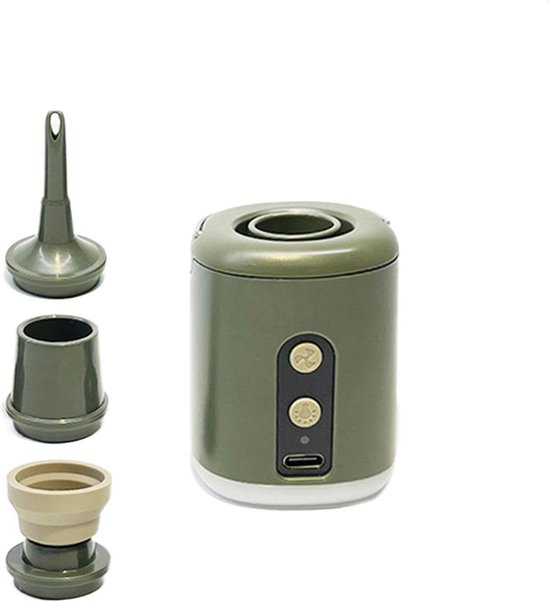 Draagbare Luchtpomp - Oplaadbare Pomp Kampeerpomp - Outdoor Avonturen - Compact en Lichtgewicht - 167.83 g - Legergroen