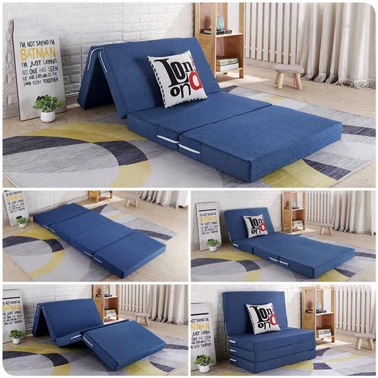 Draagbare Matras - Opvouwbaar Gastenbed - Comfortabel Slapen - Waterdichte Hoes - Lichtgewicht - Donkerblauw