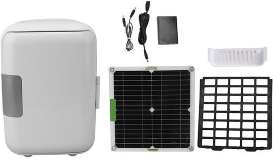 Draagbare Mini Koelkast - Mobiele Vriezer - Kamperen Auto - Zonne-energie Voeding - 30x28x21cm - Zwart