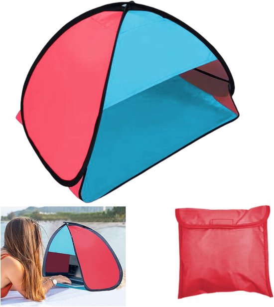 Draagbare mini strandtent - Strandtent voor honden - Luifel voor huisdieren - Luifel voor laptops in de buitenlucht - Opvouwbare luifel - Automatische draagbare mini opvouwbare luifel - Geschikt voor kamperen, wandelen en picknicks (blauw en rood). van Merkloos