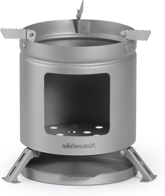 Draagbare mini-titanium houtkachel voor outdoor koken en BBQ - licht campingkooktoestel met alcoholkoker van Merkloos