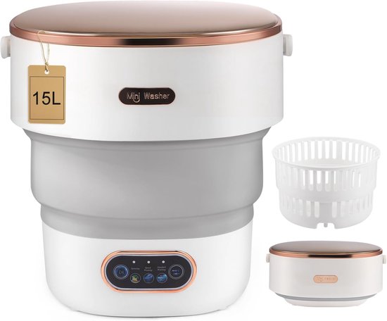 Draagbare Mini-wasmachine - Opvouwbare Wasmachine - Klein Wasgoed Wassen - Met Centrifuge - 15 Liter - Grijs