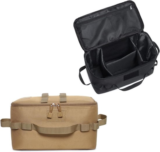 Draagbare Opbergzak voor Gasflessen en Kookgerei, Ideaal voor Kamperen, Picknicken en Barbecueën, Khaki, Handige Tote Bag