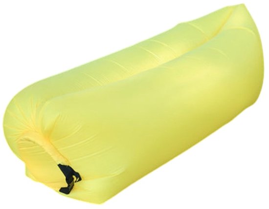 Draagbare opblaasbare ligstoel - Strandluchtbank - Opvouwbaar voor reizen en kamperen - Waterdicht en lekvrij ontwerp - Gemakkelijk op te blazen zonder pomp - Geschikt voor reizen, buiten, kamperen, strandfeesten en picknicks - Geel van Merkloos