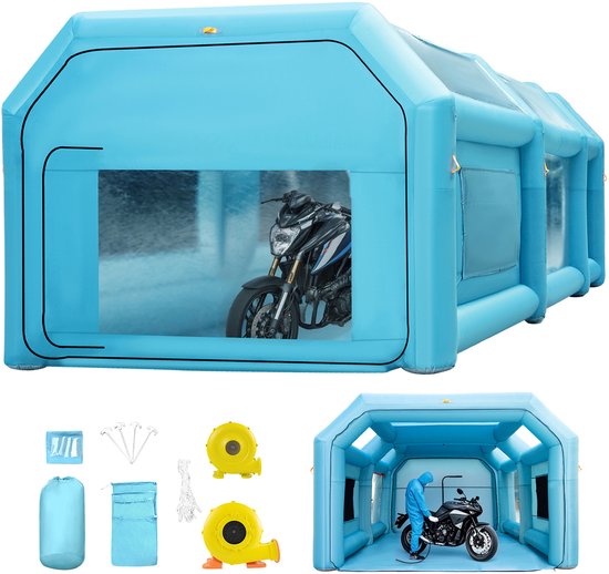 Draagbare Opblaasbare Spuitcabine, 20x10x8.2ft Opblaasbare Spuitcabine, Autolaktent met Luchtfiltersysteem En 2 Blowers, Verbeterde Opblaasbare Spuitcabinetent van ZieMeeZo