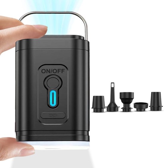 Draagbare Oplaadbare Elektrische Luchtpomp met 5 Adapters en LED Campinglamp